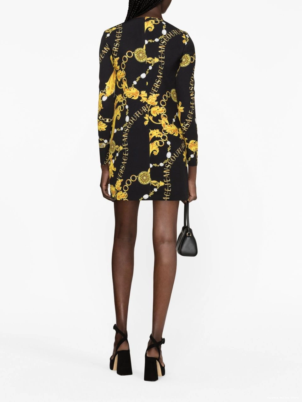 Cheap Versace Women Baroque-print minidress long-sleeve Jeans Couture 0731